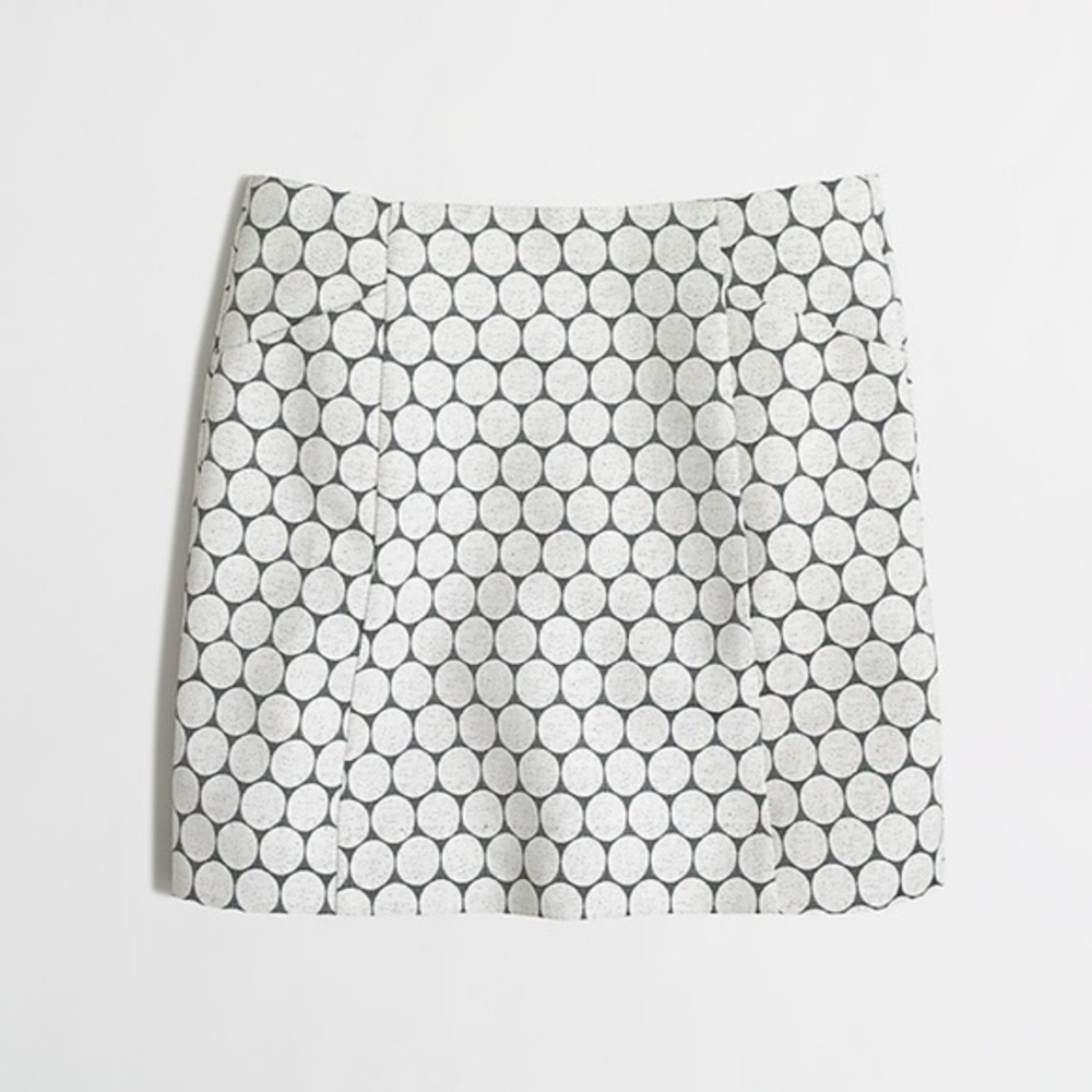 J. CREW Mini Skirt in Ivory Dot Jacquard, Size 10